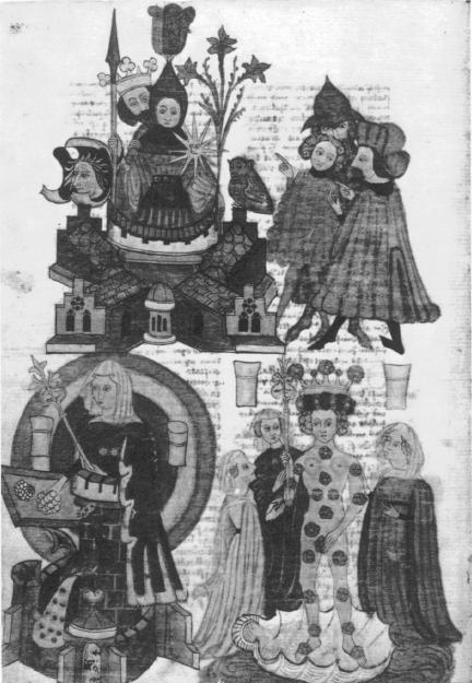 13. Иллюстрация рукописи, изображающая Афину, 

Юнону и Венеру в качестве символов нигредо, альбедо и рубедо, Biblioteca Apostolica