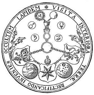 Геральдический щит как символический комментарий на «Изумрудную Скрижаль» Гермеса Трисмегиста. 
		Стольций. «Hortulus Hermeticus», 1627.