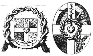Французские алхимические изображения, иллюстрирующие теории псевдо-Аквината и Фламеля из «Harmonie chymique» Давида Ланё, 1636.