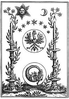 Геральдический орел, выступающий алхимическим символом. Из трактата Д. И. Милия «Anatomia Auri», 1628.